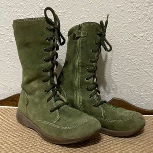 Primigi Girls Olive Green Suede Lace Up Boots EU sz. 30 US sz. 12.5 Little Girl